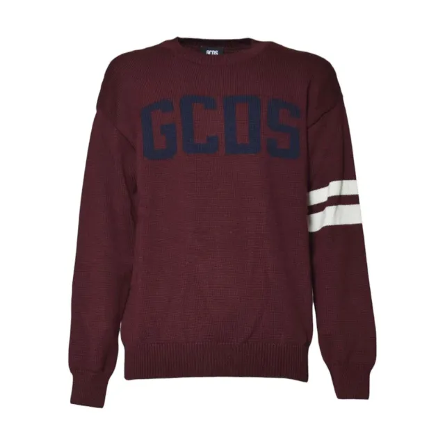 GCDS B2XM1506I5 felpa logo bordeaux cotone