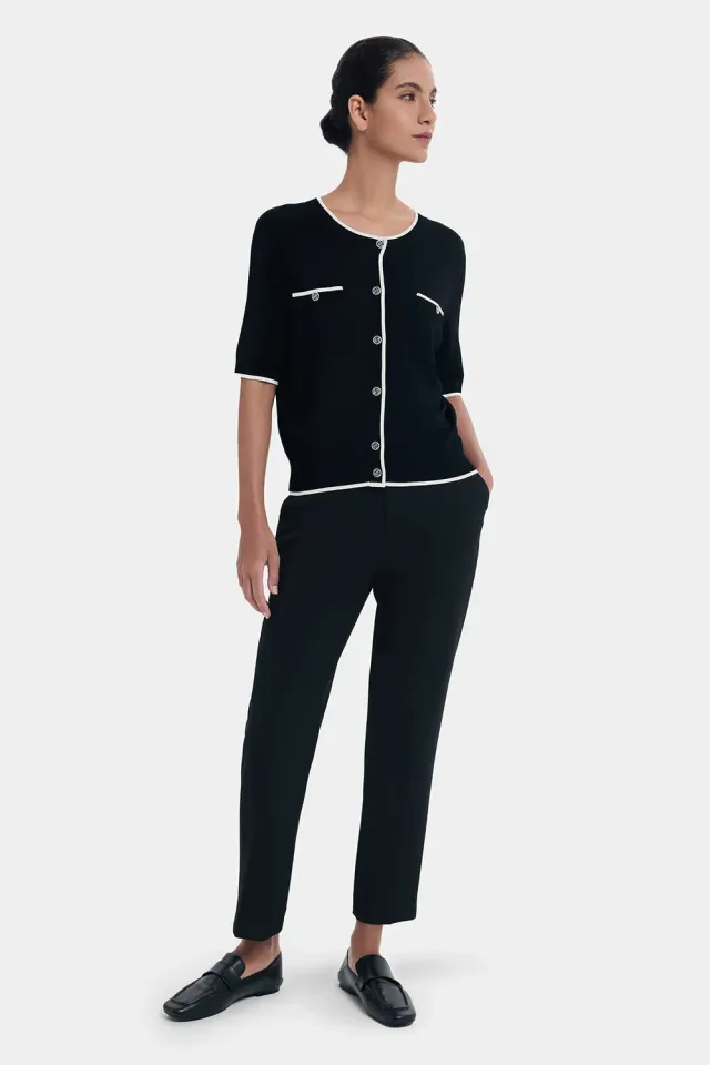 PORTS FW24 pantaloni cigarette neri elasticizzati