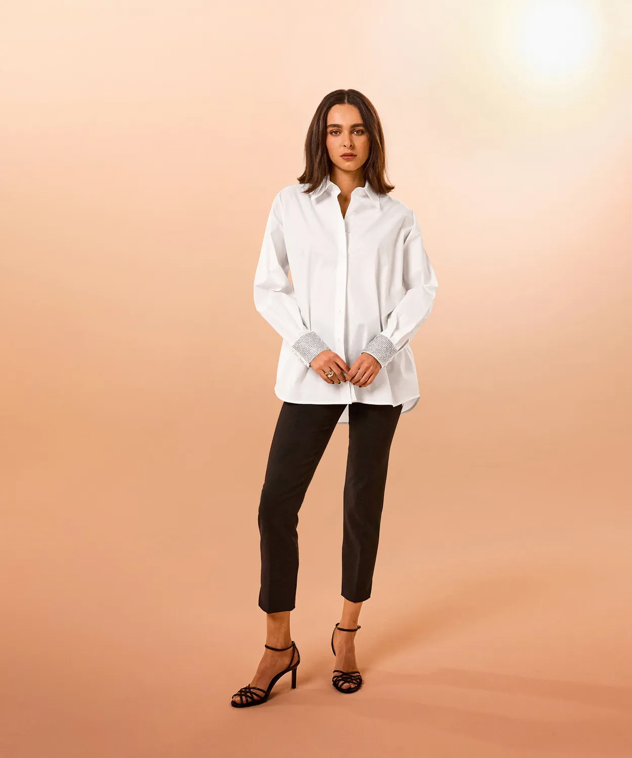 Rodier Camicia Bianca Oversize con Strass