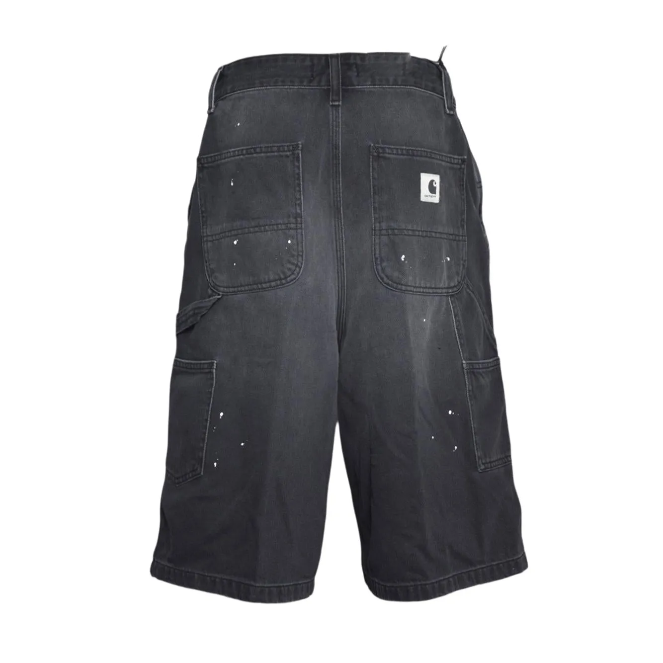 Carhartt WIP Nixon Double Knee I037025 shorts nero lavato cotone