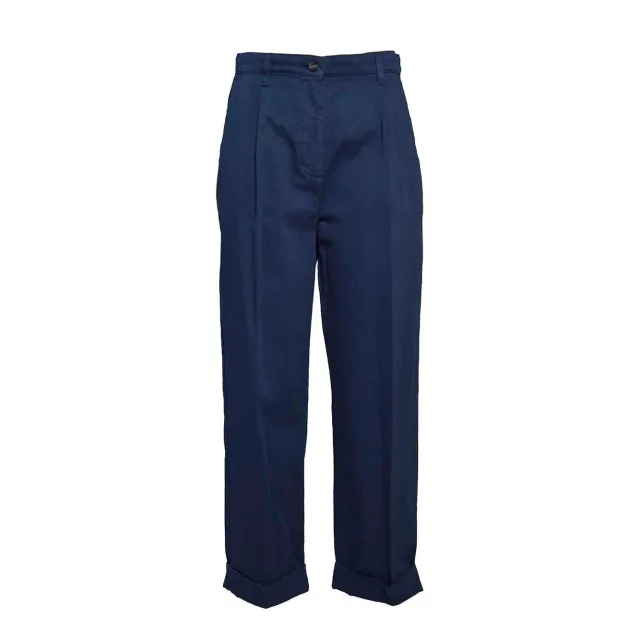 Etro WREA0018AC169 pantalone denim blu spinato donna