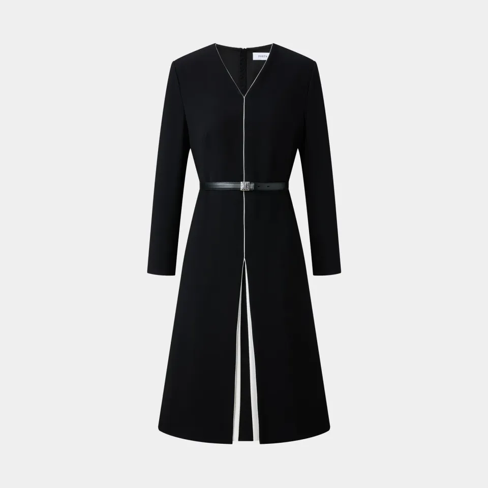 PORTS Little Black abito nero spacco bianco