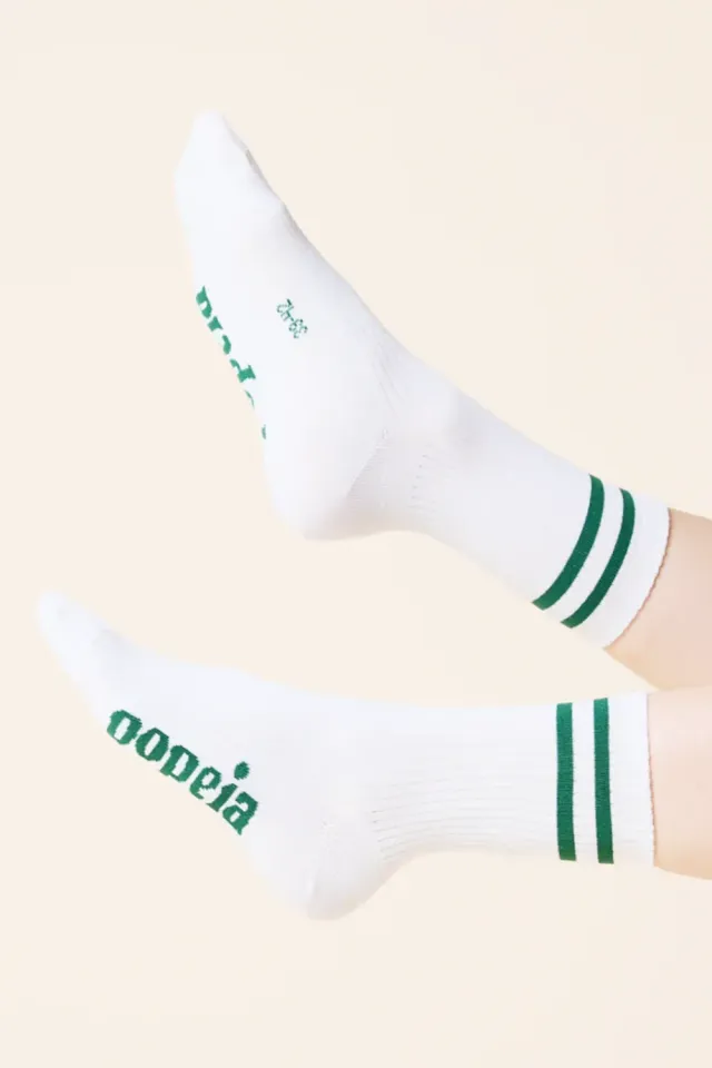 Popeia The Sporty Green Stripes calze cotone verde 35-46