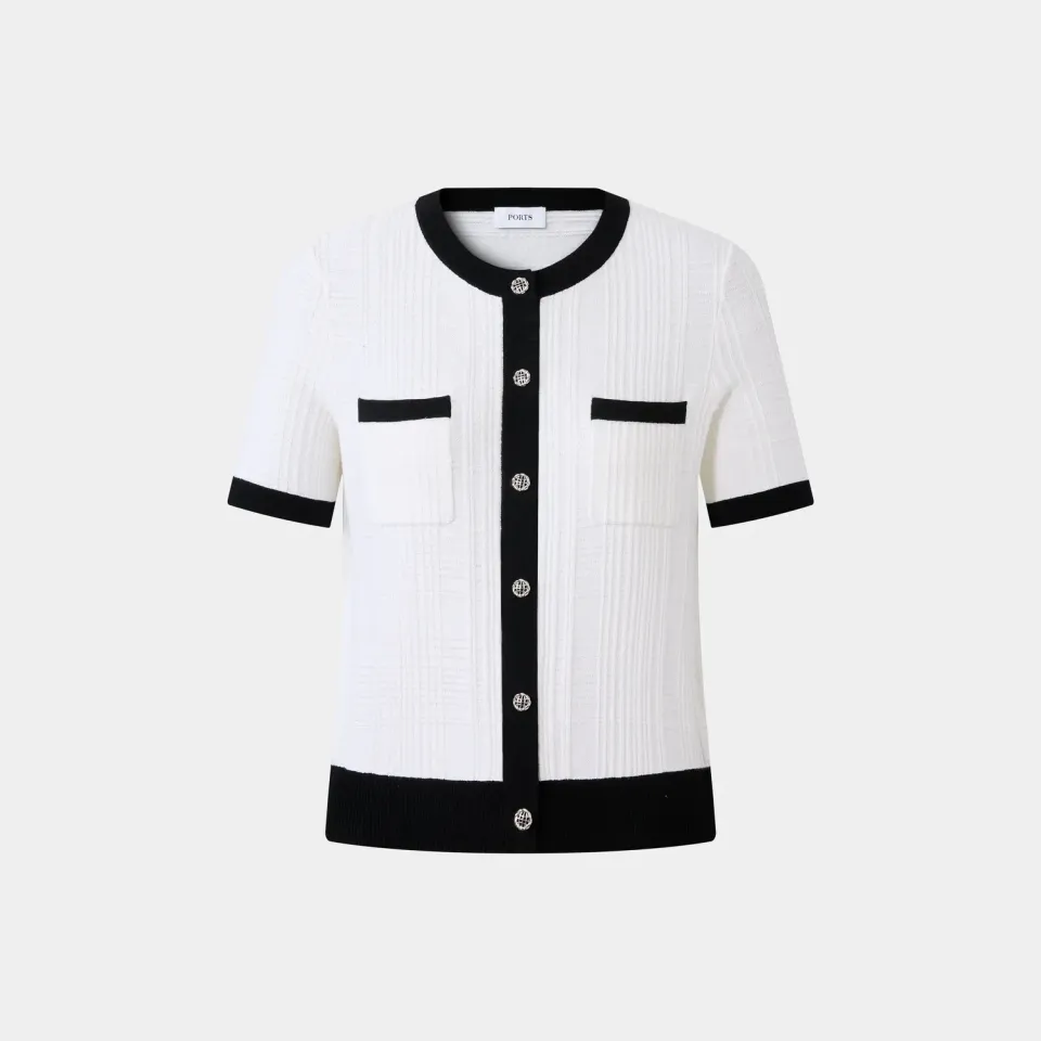 PORTS Contrast Button-Up maglia bottoni crema M