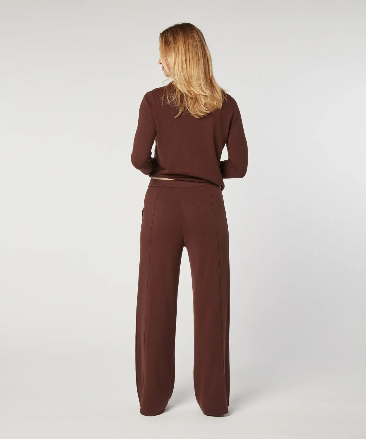 Rodier pantaloni maglia larghi marrone donna
