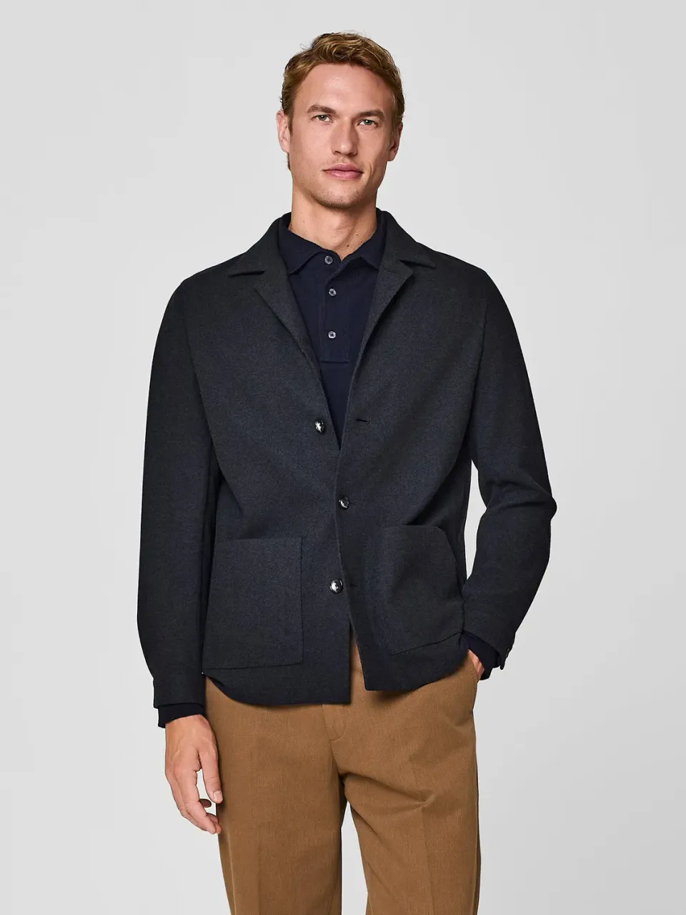 Paul Taylor worker jersey spazzolato giacca grigia