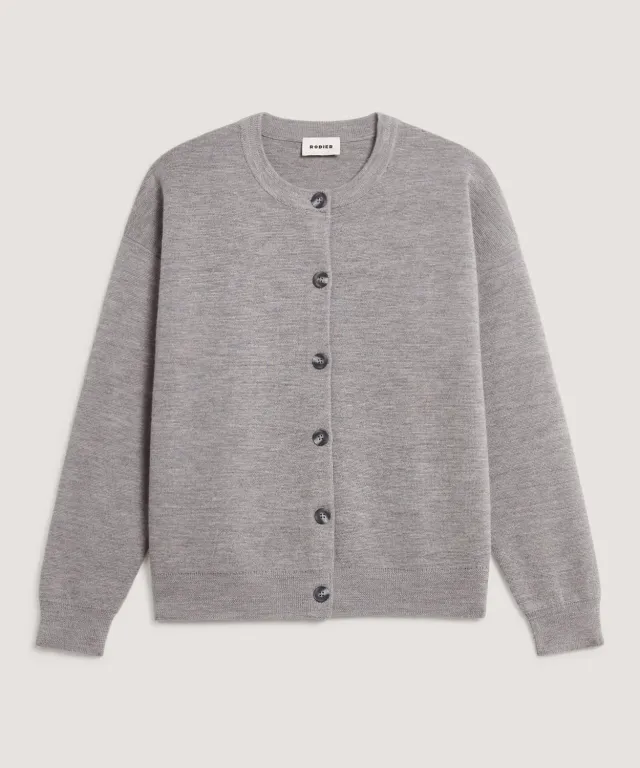 Rodier Cardigan Lana Merino Grigio Scuro Maglia 12