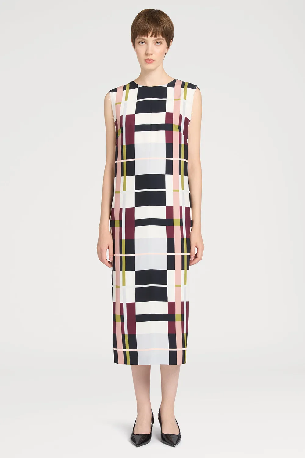 PORTS Sleeveless Checked abito quadri senza maniche