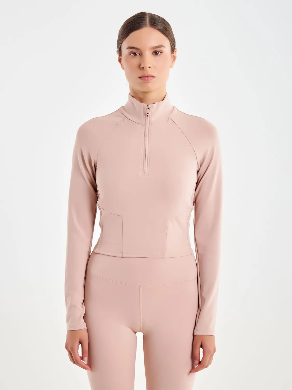 Vicolo Felpa Cropped con Zip rosa tecnico S