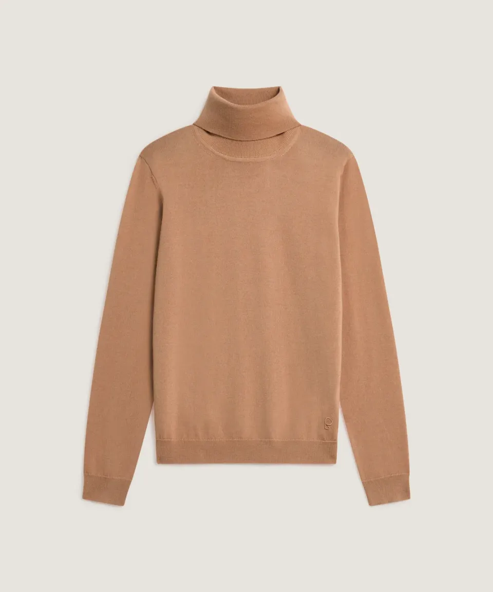 Rodier Maglione dolcevita lana merino camel traspirante