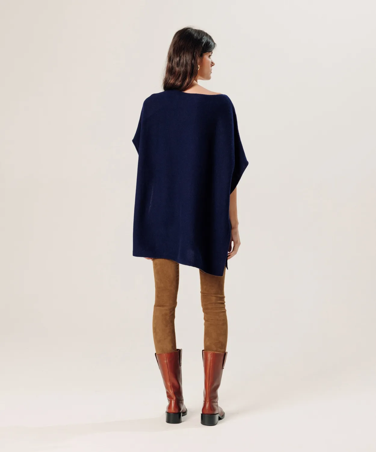 Rodier Poncho Cashmere Blu Navy