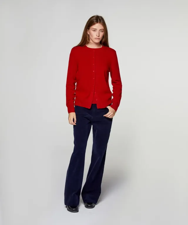 Rodier cardigan in cashmere rosso girocollo