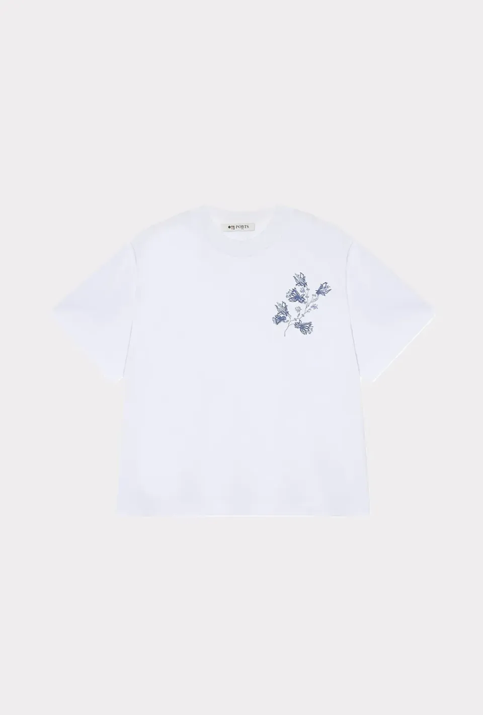 Ports Floral Embroidered t-shirt bianca fiori blu