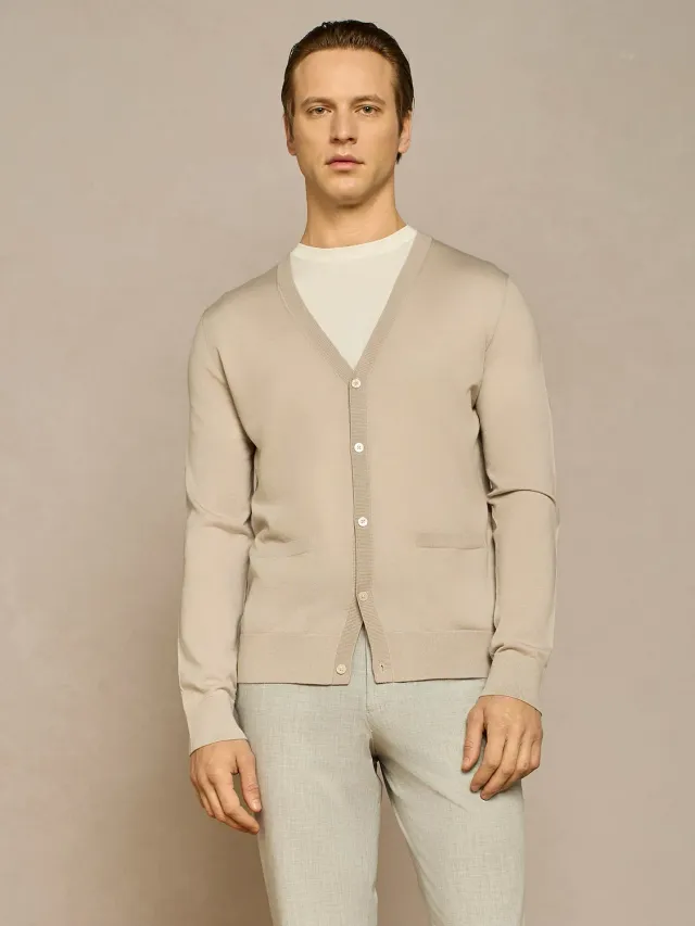 Paul Taylor cardigan maglia misto seta burro bottoni