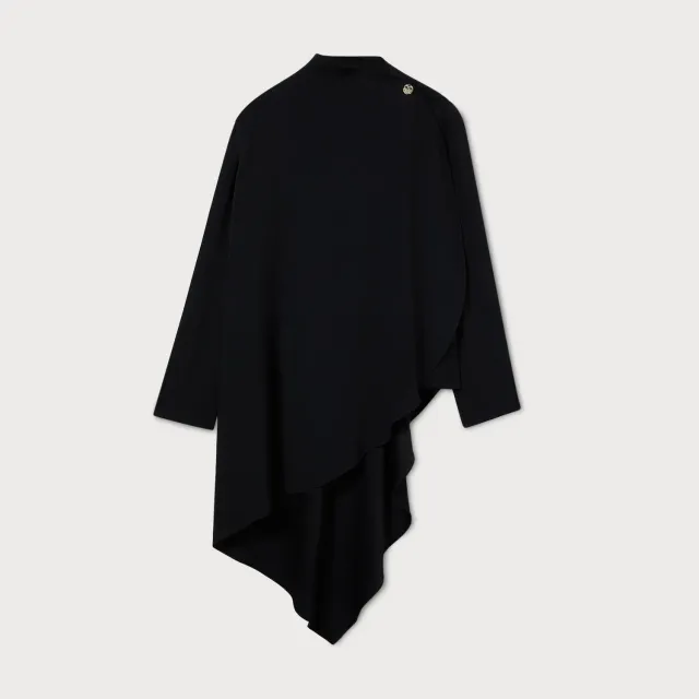 PORTS Asymmetric blusa nera drappeggio viscosa