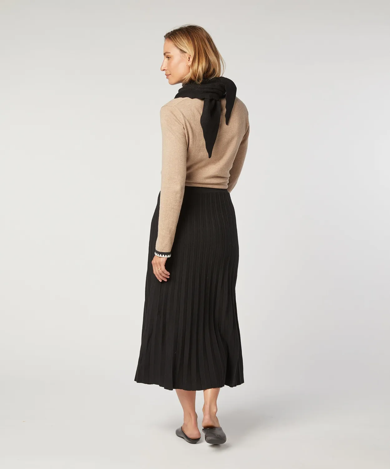 Rodier gonna in maglia plissettata nera donna