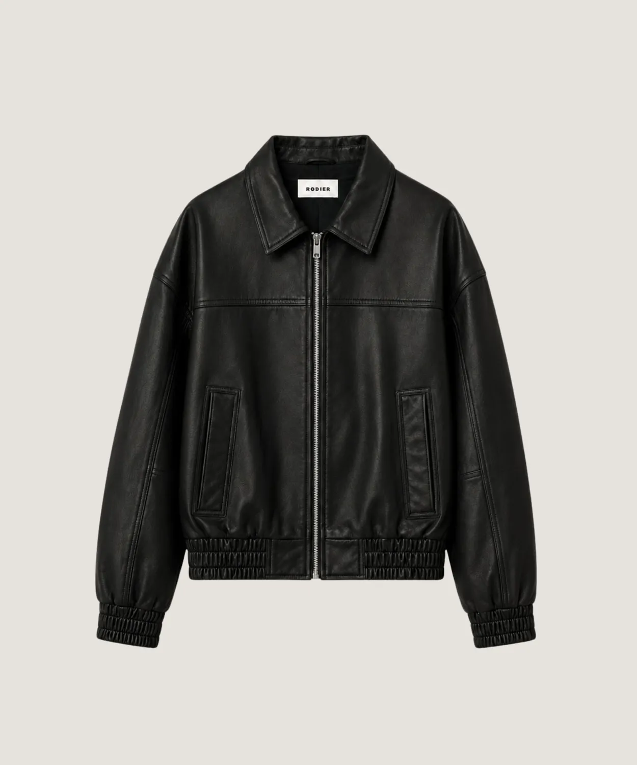 Rodier Bomber pelle nero agnello oversize