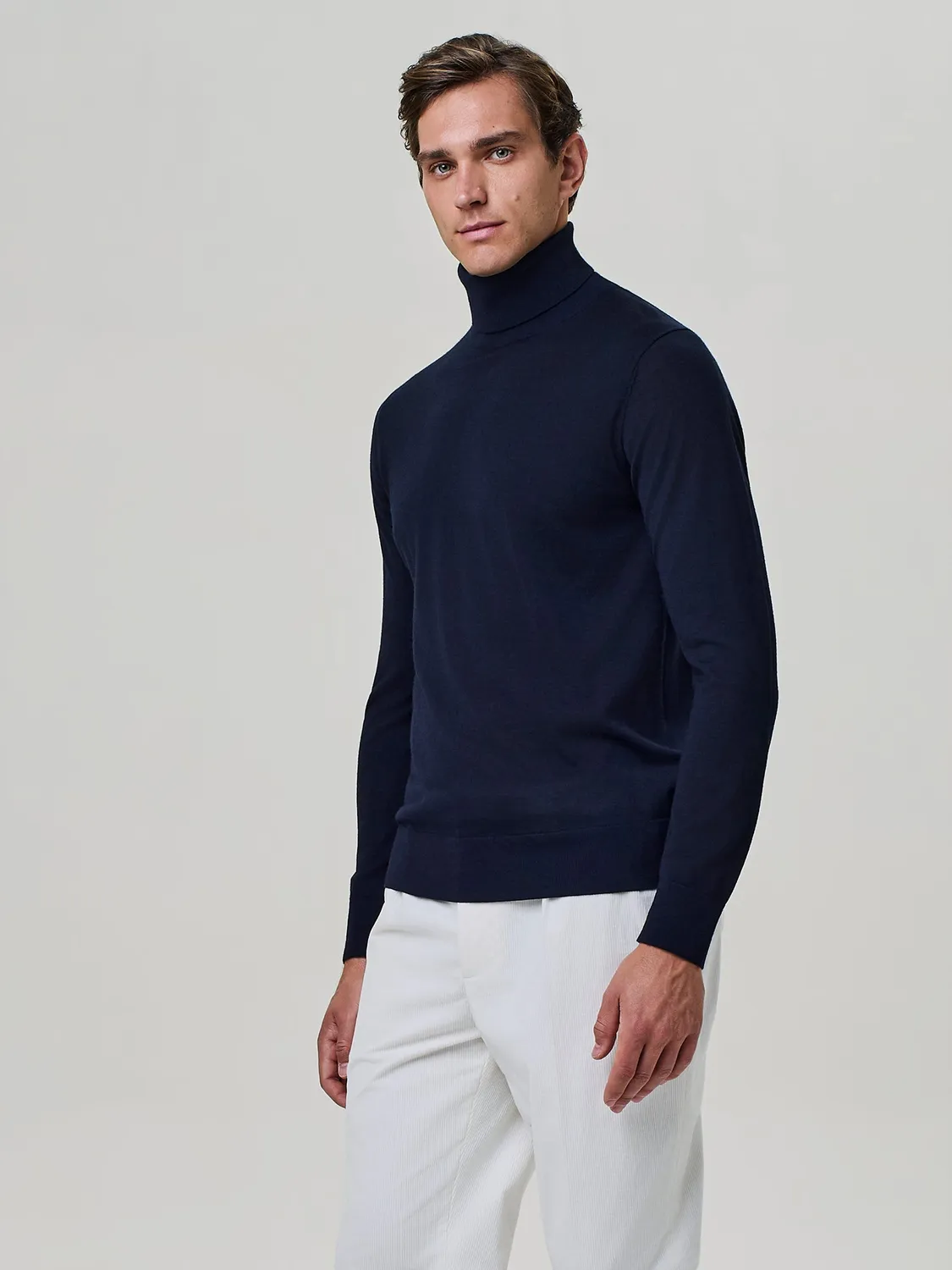 Paul Taylor Dolcevita Maglia Blu Ultralight Seta Cashmere