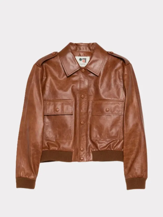 PORTS 1961 PW126JLJ01 giacca pelle toffee cropped 38