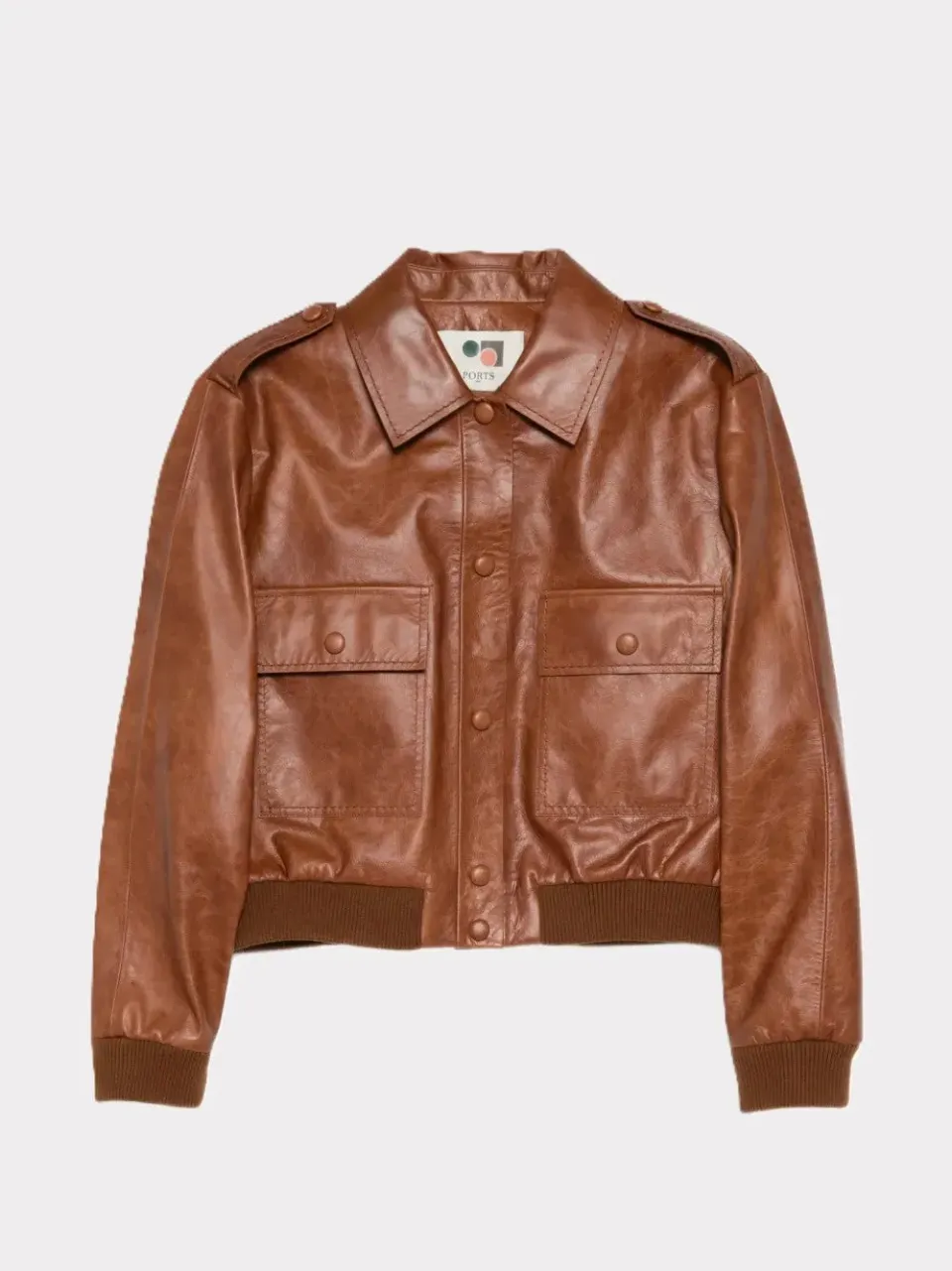 PORTS 1961 PW126JLJ01 giacca pelle toffee cropped 38