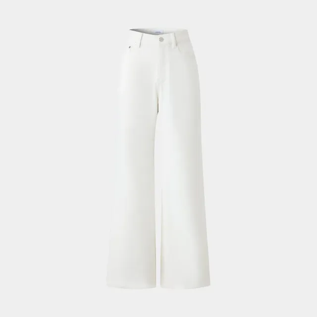 PORTS denim pantaloni gamba larga crema vita alta