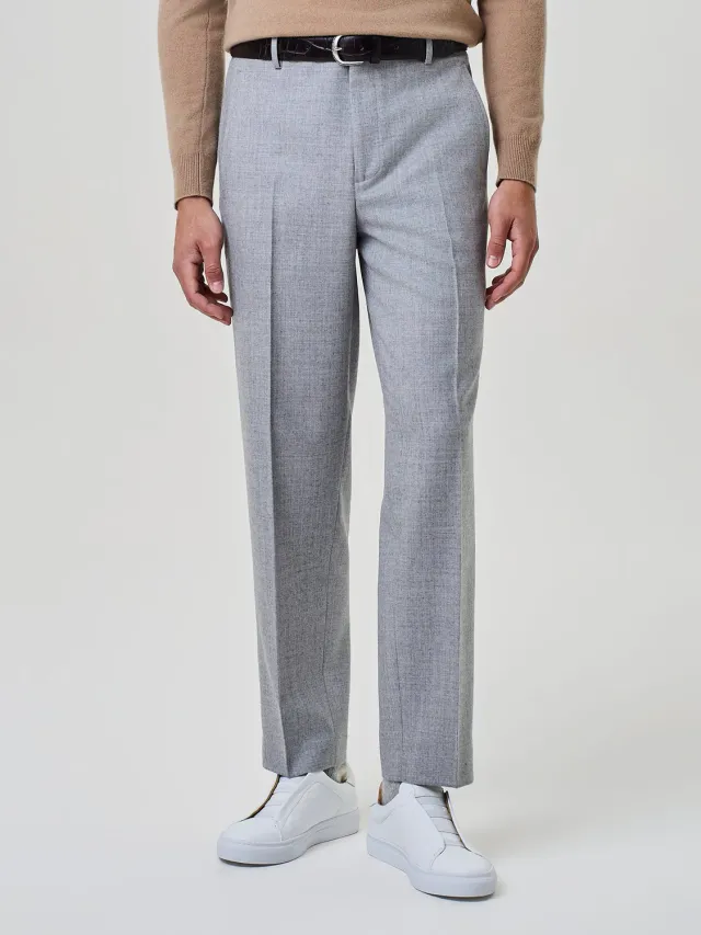 Paul Taylor Pantalone Flanella Grigio Chiaro Mélange Relaxed