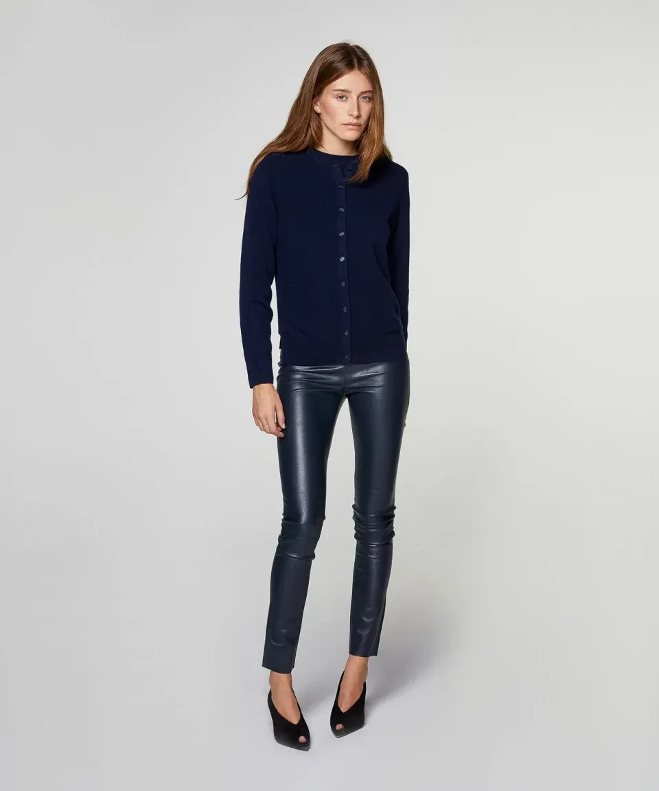 Rodier Cardigan in Cashmere Blu Marino Girocollo