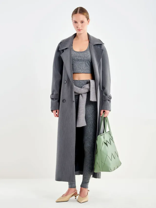 Vicolo Cappotto Trench Doppiopetto grigio antracite lungo