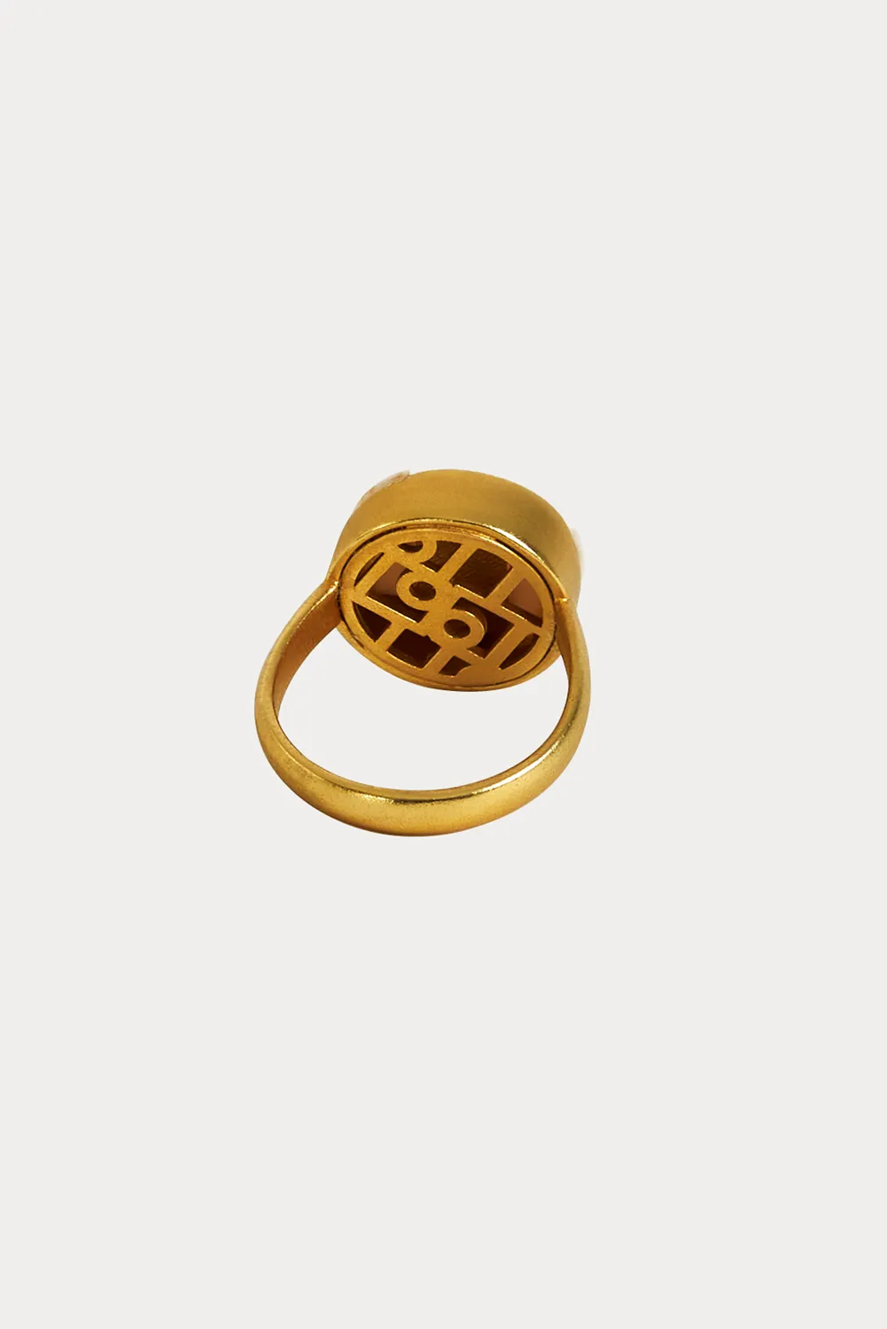 Ports anello cocktail oro smalto rosa cipria