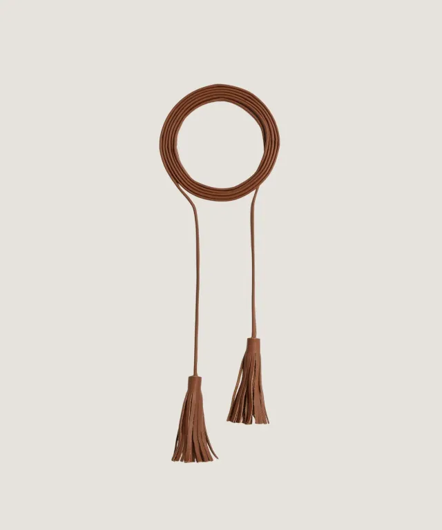 Rodier Cintura pelle annodabile cammello 300 cm