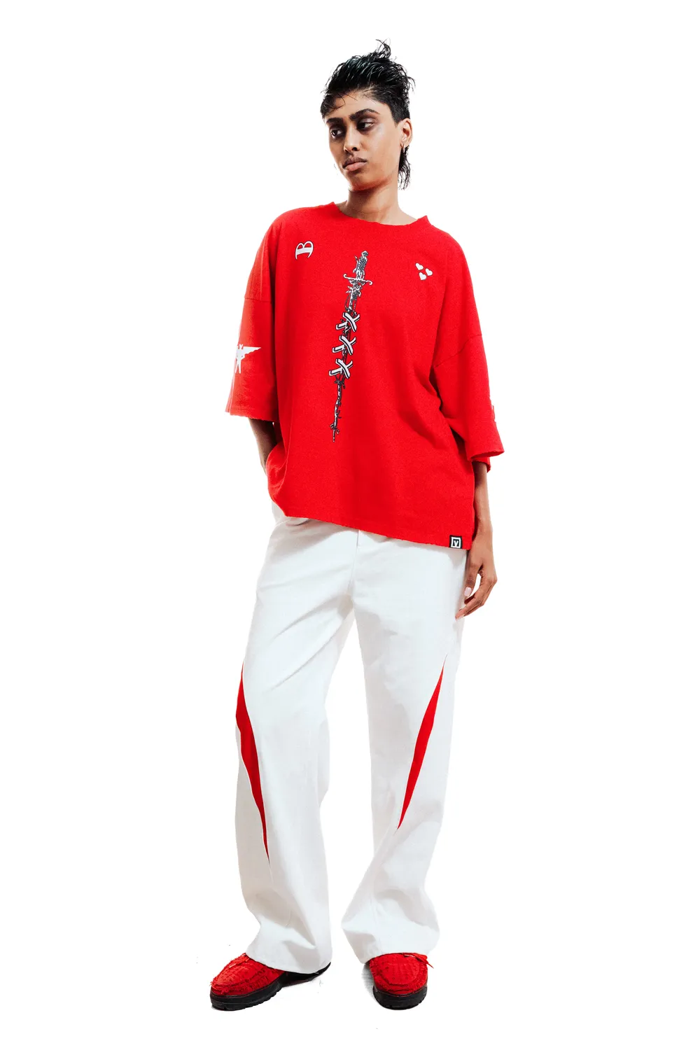 Marcello Pipitone XXX t-shirt oversize rossa cuore 3D