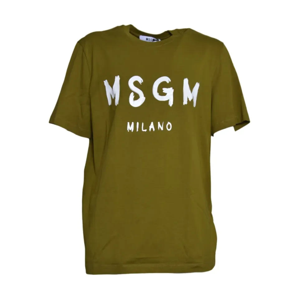 MSGM 3940MM51025779838 T-shirt verde militare cotone