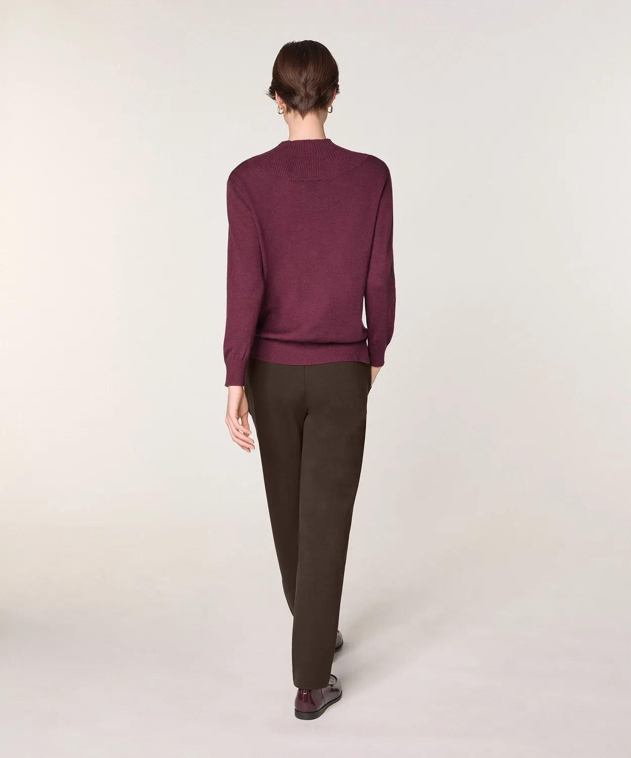 Rodier Maglia Collo Alto in Lana Prugna