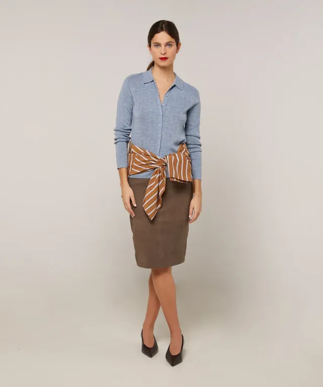 Rodier Camicia in lana celeste donna