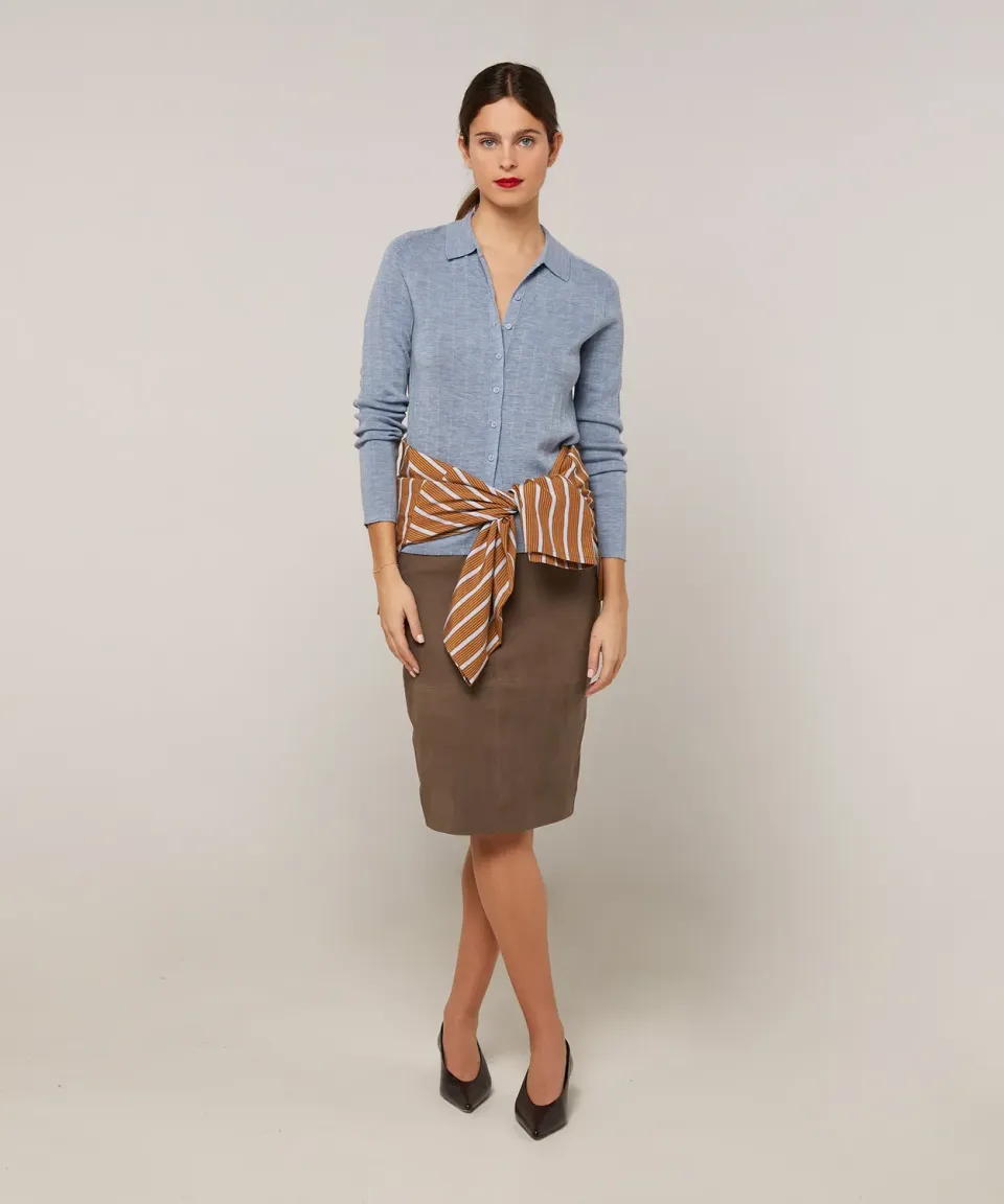 Rodier Camicia in lana celeste donna