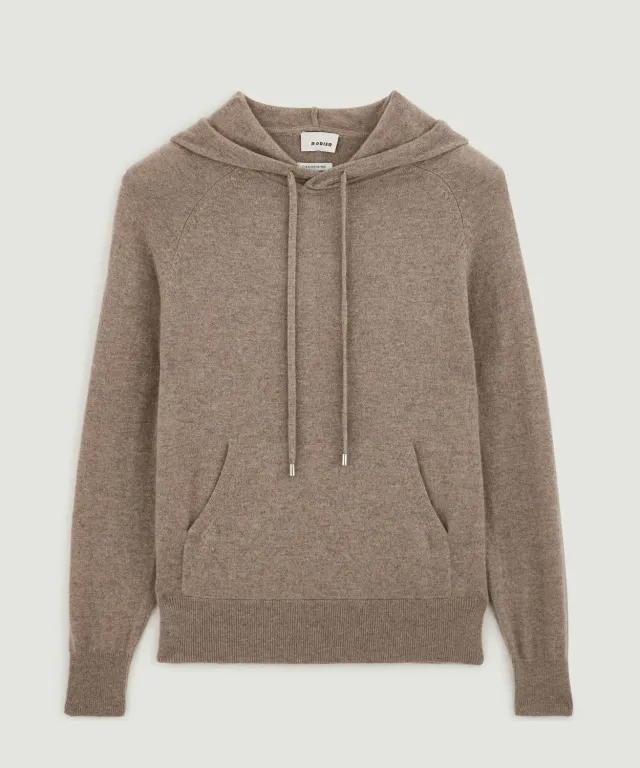 Rodier Felpa Cashmere Uomo Cappuccio Marrone Talpa 2 Fili