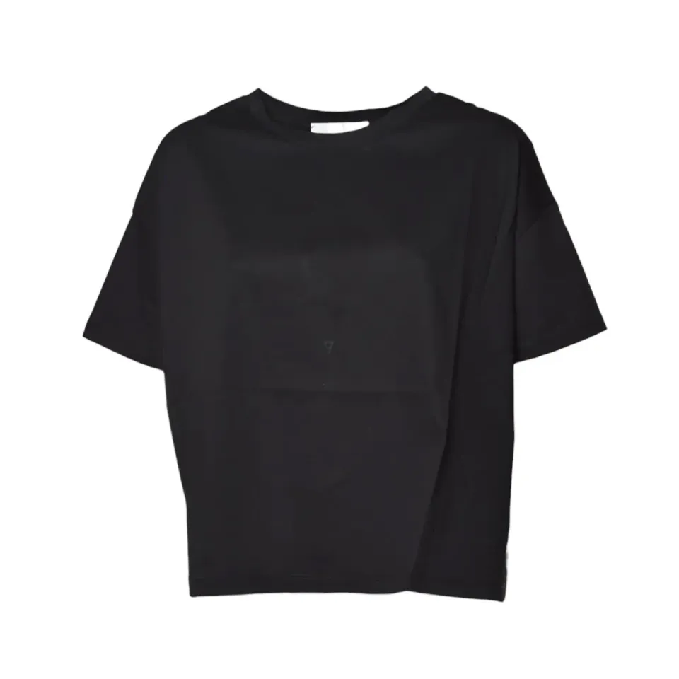 Solotre M1D0165 t-shirt boxy donna nero cotone