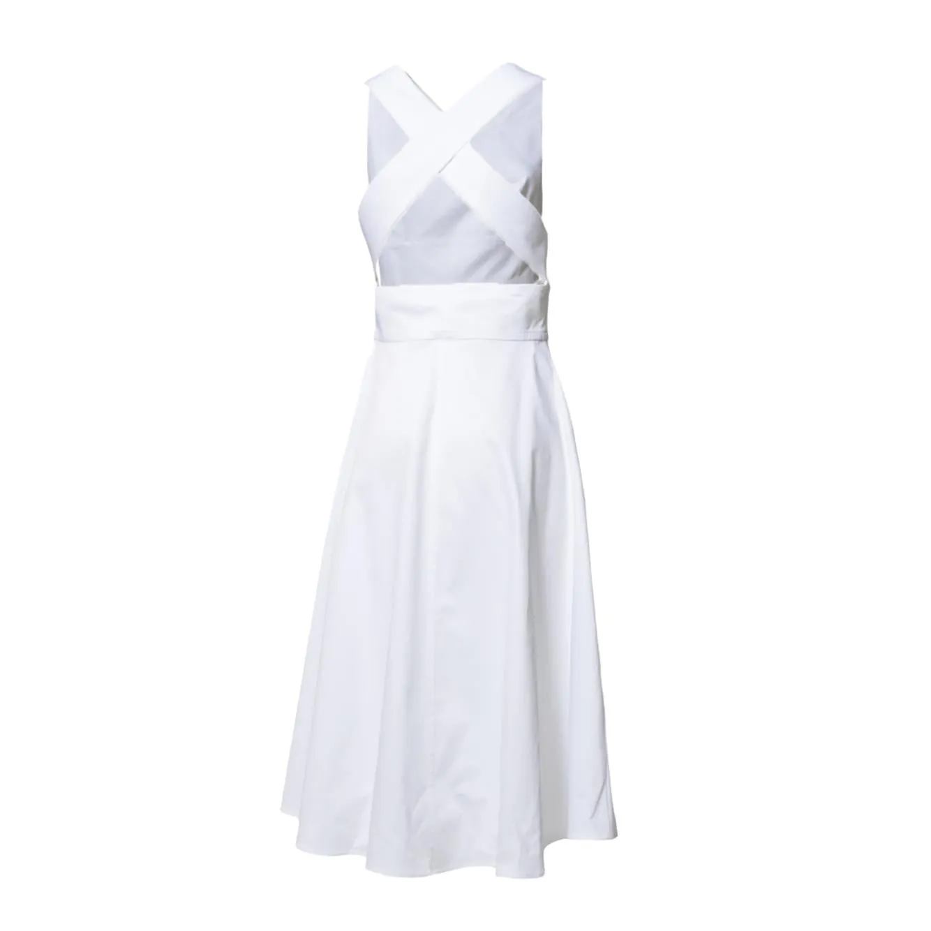Aspesi 2938L107 abito midi bianco piquet cotone