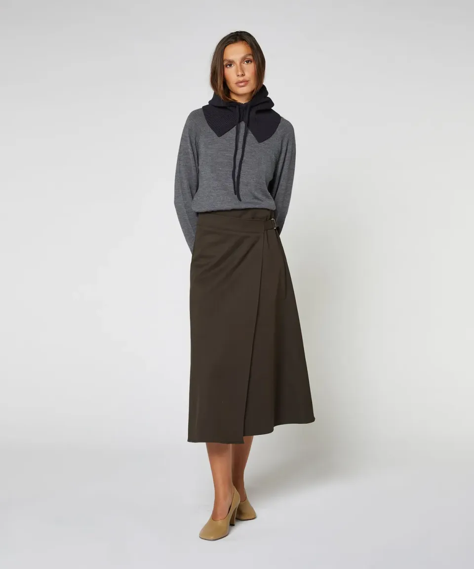 Rodier gonna a portafoglio cotone marrone midi