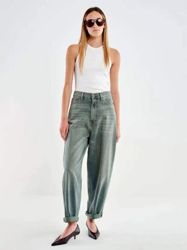 Vicolo Laila jeans relaxed verde foresta taglia L