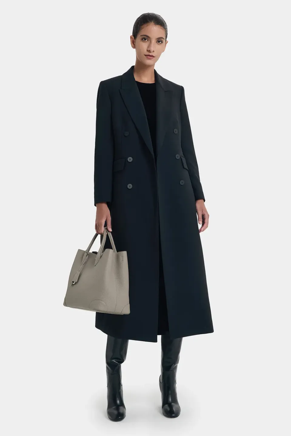 PORTS Classic Modern Trench cappotto nero 6 lana mezza stagione
