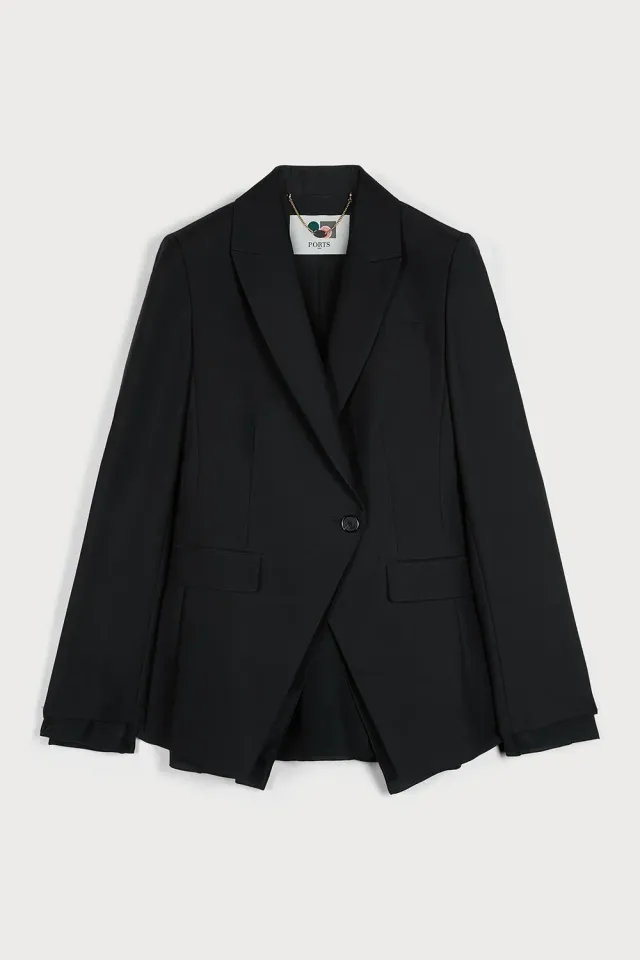 PORTS 1961 PW225BSB01 blazer nero lana monopetto