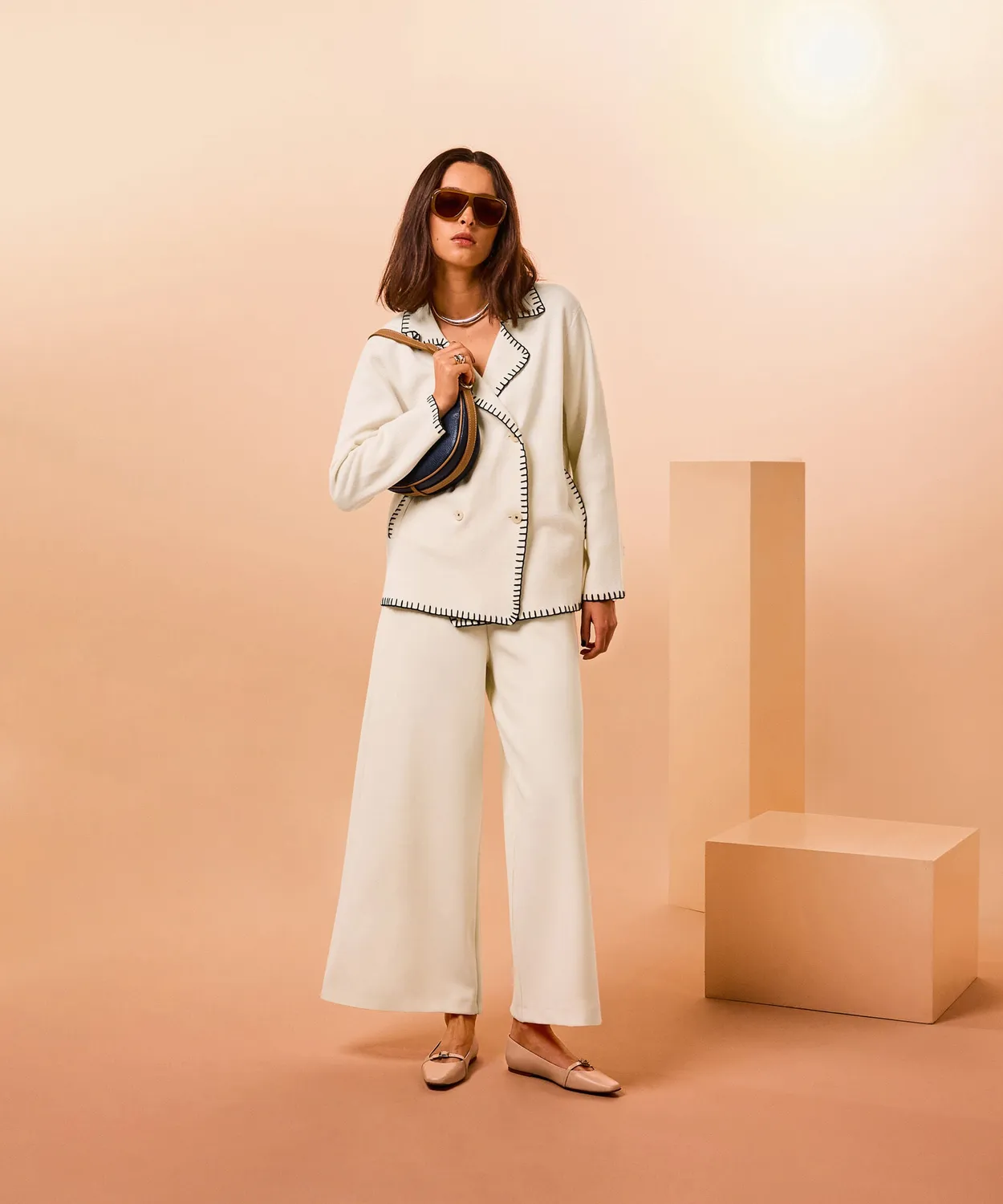 Rodier giacca doppiopetto in maglia bianco ecru