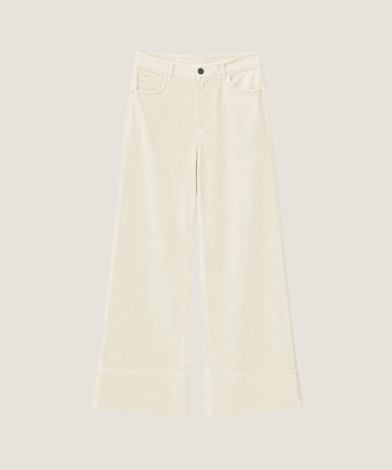 Rodier Pantaloni larghi velluto coste ecru vita alta