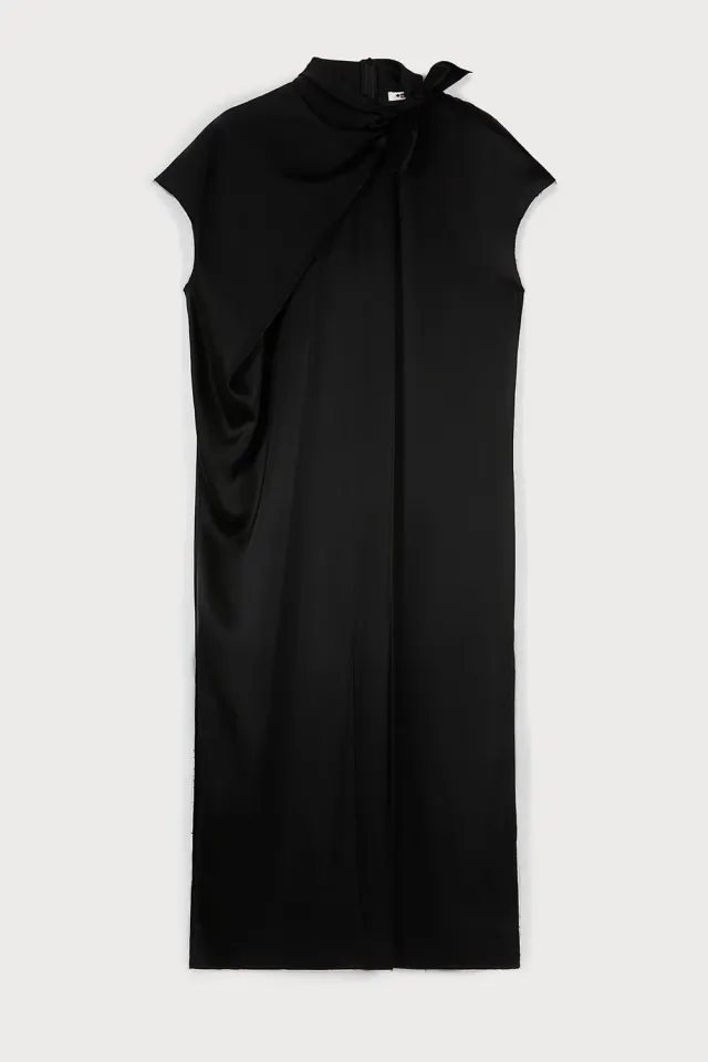 Ports 1961 PW125GSL01 abito nero con fiocco triacetato