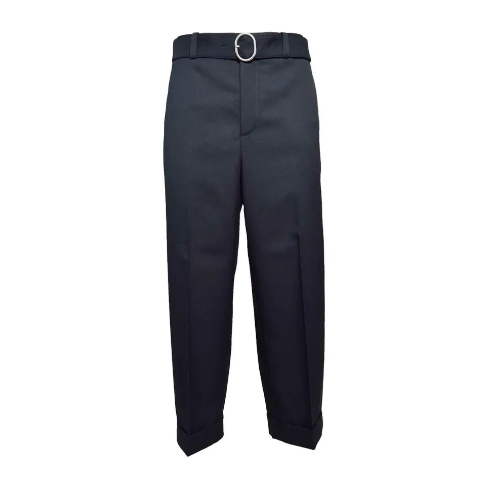 Jil Sander J22KA0230J70001 pantalone gabardine blu notte 48