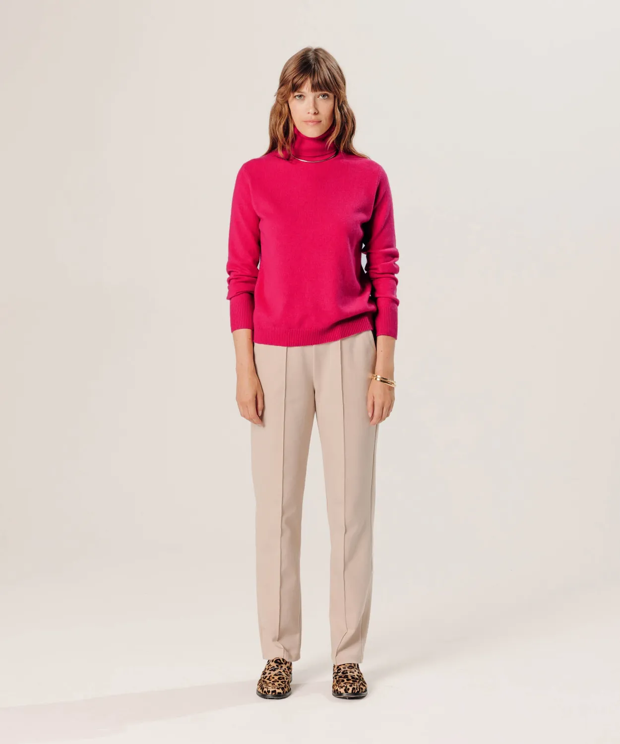 Rodier Dolcevita Cashmere Maglione Rosa Geranio dritto