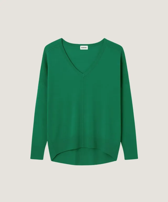 Rodier Maglione Scollo a V Oversize Verde Smeraldo
