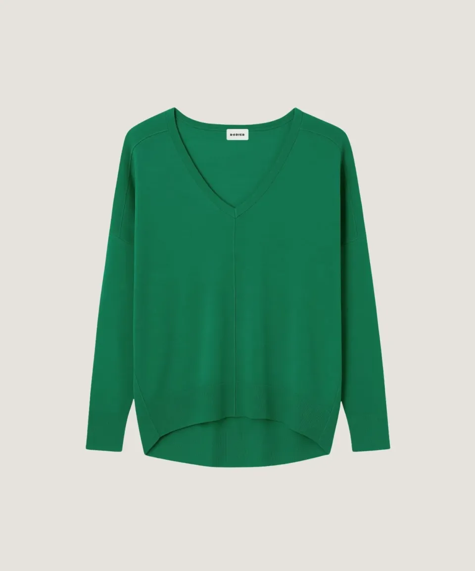 Rodier Maglione Scollo a V Oversize Verde Smeraldo