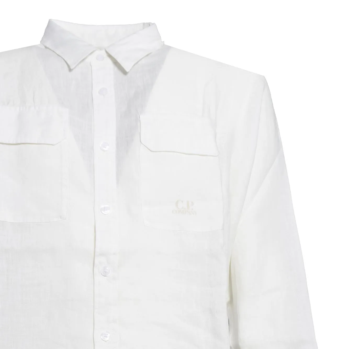 C.P. Company 20CMSH274A110533G camicia uomo bianca lino